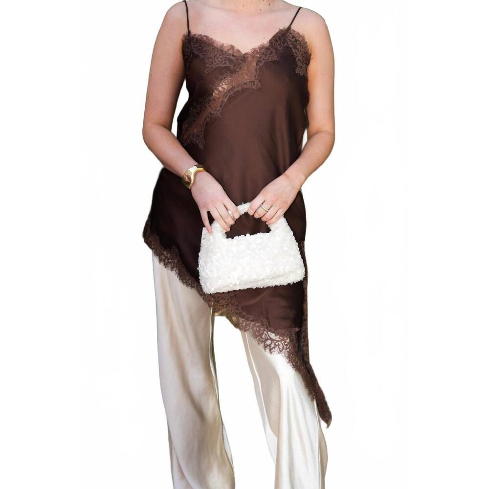 NEW SUNDAYUP emmott asymmetrical lace top in brown